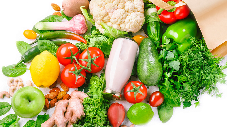 Разнообразные растительные продукты фото