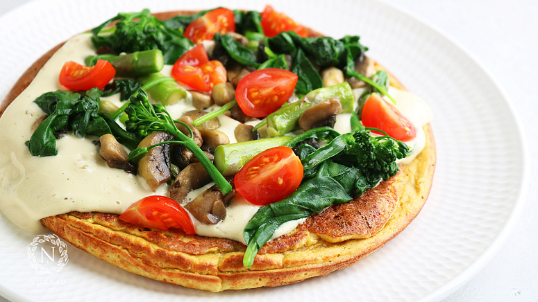 Нутовый омлет с овощами фото